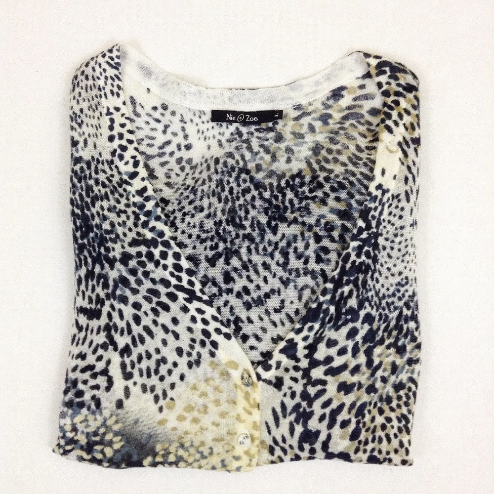 NIC+ZOE | L | Earthy Boho Speckled Linen Cardigan